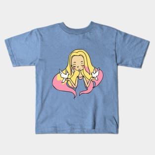 girl with birds Kids T-Shirt